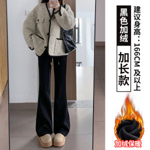 Light Gray Slightly Flared Sports Pants Female Fall and Winter High Waist Slim Looking Horseshoe Pants Small Fleece-lined American Casual Sweatpants