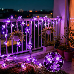 LED Solar String Lights Cherry Blossom Garland Lights Outdoor Solar Garden Patio Decor Lights Christmas Wedding Party Decoration