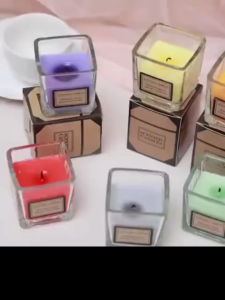 Square Glass Scented Candle Aromatherapy Candle Glass Teacup Fragrant candle home fragrance