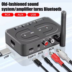 Bluetooth 6.0 Audio Receiver 3.5mm AUX RCA With Mic HIFI Stereo Wireless Adapter Support USB U-Disk For Car Speaker Amp