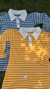 Dress Anak Perempuan Polo Salur Katun Combed Umur 1-8 Tahun