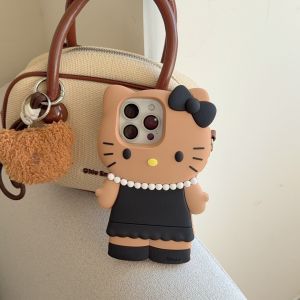 Sanrio | Fashion INS Style Necklace Hello Kitty Phone Case for iPhone 17 16 15 14 13 12 Pro Max 17 Pro Kitty Silicone Cartoon Back Cover