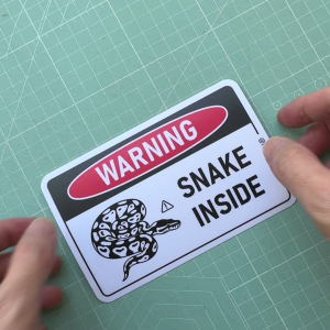 Snake Stickers. Venomous Snake Inside. Ball Phyton. Sticker Sign Label Warning Caution Danger Risk Animal Ular Venom Pet