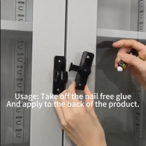 1Set Aluminum Door Lock-No-DrillAnti-TheftRight Angle Slide Latch90°/180° Adjustable Sliding Bolt