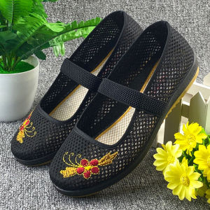 Summer New Mesh Shoes Womens Transparent Grandma Sandals Small Size Size 33 Shoes for the Elderly Non Slip Beef Tendon Soft Bottom Old Beijing