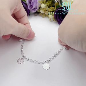 SilverWholesale #BB106 Original Silver Kids/Baby/Newborn Anklet Bracelet (Rantai Kaki/Tangan/Gelang Kanak/Budak/Bayi) 出入平安