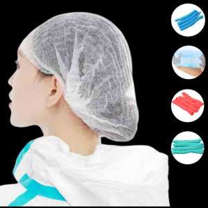 100PCS Disposable Non-Woven Strip Hat Hotel Workshop Dust Cap Blue White Shower Cap for Spa Hair Salon Beauty Accessories