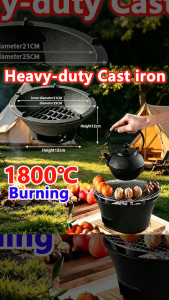 25cm Cast Iron Stove - Multi-functional Round Barbecue Heating Grill High temperature resistance