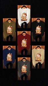 BAJU KAOS WANITA OVERSIZE BASIC LENGAN PENDEK PRINTING DTF LABUBU COKLAT KATUN COMBED JUMBO BLUS KAUS