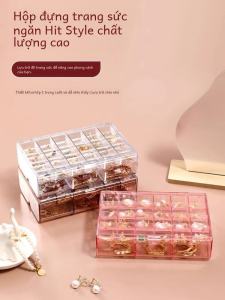 Dung Tích Lớn Di Động Hộp Bảo Quản Trang Sức 2023 Mới Thiết Kế Bông Tai Vòng Người Tổ Chức Nhựa Chia Ngăn Vòng Cổ Ốp Lưng