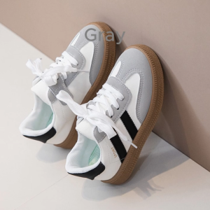 Kids Trendy Low-Top Sneakers with Striped Pattern and Hook and Loop Closure