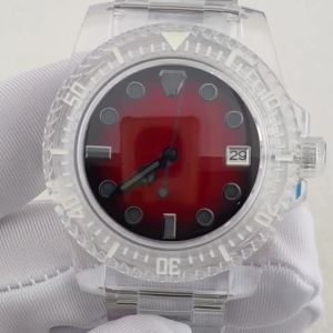 NH35 Watch China NH35 Movement 41.5mm Acrylic Transparent Case Strap fit 28.5mm Dial NO Logo New Fashionable Mens Watch