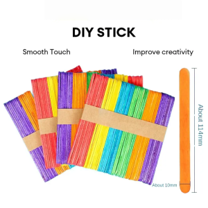 50Pcs Pack Ice Cream Stick Wooden Bars Model Material Handmade Colored Wooden Plate Small Sticks