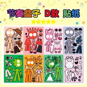 --8Sheets/Pack DIY Cartoon Gmae Puzzle Stickers Make a Face Cute Unicorn Cartoon Children Game Creative Assemble Jigsaw Toy Gift