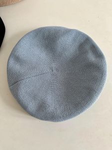 Light Blue Washable Paper Beret Hat Spring Summer Breathable Womens Fashion Face Slimming round Top No Brim Casual Style