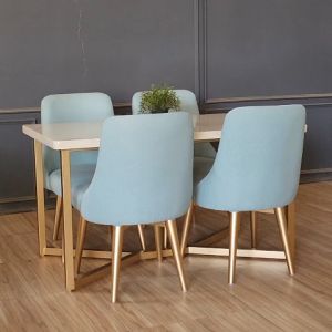 Set Meja Makan Y Top Marmer Krem Kursi 4