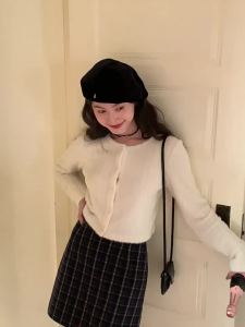 NIHAOKANONG | Chân Váy A-line Mini Tweed Họa Tiết Vintage