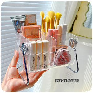 Transparent Acrylic Cosmetic Storage Box Desktop Lipstick Makeup Dormitory Cute Rotating Brush Comb Makeup Desk Organizer