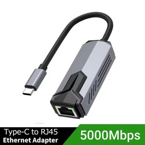kebidumei | 5Gbps Wired USB Network Card Adapter Type C to RJ45 LAN USB-C Ethernet Converter Hub for Laptops Win 11 Supports 5G/2.5G/1G/100M