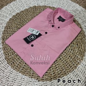kemeja polos pria warna pink peach lengan pendek jumbo bigsize formal non formal M-XXXL