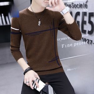 ROMON | Loomen Mens Knitted Sweater Autumn Winter New Loose Casual Fashion Fleece Lined Warm Base Layer Shirt Urban Style Long Sleeve