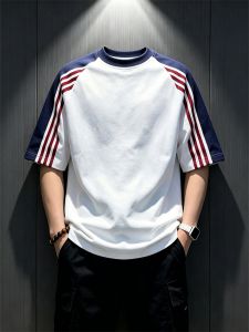 LIUBU | American Style Color Block Small Neck Mens Summer T-shirt