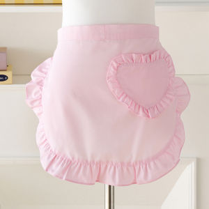 Fashionable Half-length Thin Kitchen Apron for Women Cute Workwear Summer Lightweight Waist Apron Pink Cute Style Home Cleaning Tool