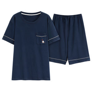 Bộ đồ ngủ nam MiiOW làm bằng vải cotton tay ngắn quần dài thoáng khí thoải mái