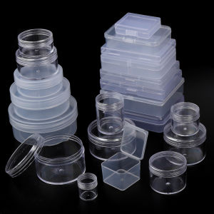 1pcs Transparent Plastic Storage Box Square Round Jewelry Organizer Cases For Craft Beads Bracelet Earrings Display Containers
