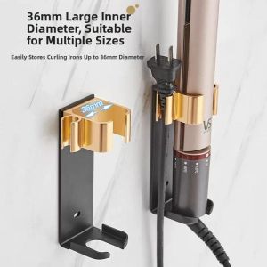 SHUQUE | Hair Straightening Iron Storage Rack Wall Mounted Aluminium Alloy No Drilling Required Hair Curling Iron Organizer Holder