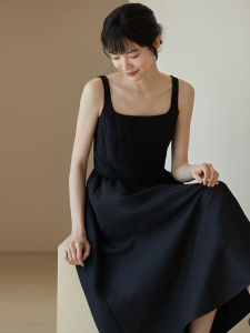 Hacikis Miss Retro Ballet Pearl ผ้าฝ้าย Halter ชุดราตรี พรางหุ่น Hepburn Square ปกเสื้อ เดรส โพลีเอสเตอร์ ผ้าวิสโคส ทรงเอ Midi ฤดูร้อน เดรส