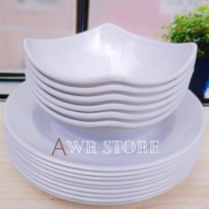 TURUN HARGA 8PCS PAKET HEMAT PIRING 22CM CAMPUR MANGKUK MELAMIN 16CM FOODGRADE DAN SNI\nPROMO 12PCS / 1 LUSIN PAKET HEMAT PIRING CAMPUR MANGKUK MELAMIN ASLI TEBAL DAN TAHAN BANTING