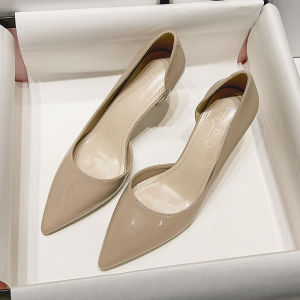 สีนู้ด สี ฤดูใบไม้ผลิ ฤดูใบไม้ร่วง รองเท้าส้นสูงหัวแหลม ผู้หญิง ส้นบาง ฤดูร้อน พิธีผู้ใหญ่ขนาดเล็ก หลากหลาย รองเท้าแตะเปล่าด้านข้างบรรยากาศมืออาชีพ