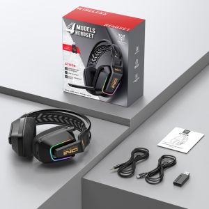ONIKUMA | ONIKUMA GT828 Gaming Headset Tri Mode Wireless Bluetooth 5.3 2.4G RGB 55H Battery Low Latency Stereo Headphones with Mic for PC