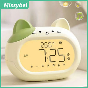 ไฟกลางคืนนาฬิกาปลุก LED ดิจิตอลอัจฉริยะรูปแมวน่ารักนาฬิกาสัญญาณเตือนอัจฉริยะมัลติฟังก์ชันตั้งโต๊ะข้างเตียงนาฬิกาจับเวลาแสงนาฬิกา LED