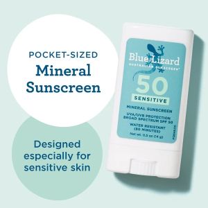 【Stick】Blue Lizard  Mineral Sunscreen 14g SPF 50 UV Protection Baby Kids Sensitive Non-sticky Lightweight Broad-spectrum Pocket-sized Long-lasting Water-fit Fragrance-free Travel Size