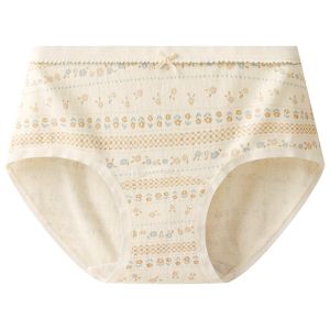 AIMO | กางเกงชั้นในทรงสามเหลี่ยมผ้าฝ้ายแท้สำหรับผู้หญิง ป้องกันแบคทีเรีย ความยาวปกติ ไม่มีรอยตะเข็บ กางเกงขาสั้นทรงสามเหลี่ยมเอวกลาง