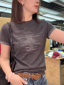 Casual round Neck Short Sleeve T-Shirt Womens Summer 2025 New Style Slimming Top Fashionable Versatile Cotton Tee