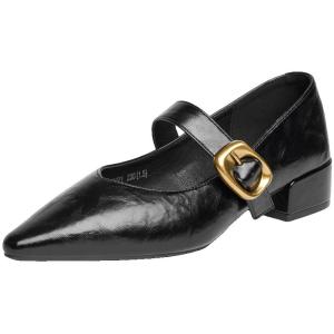 Josiny | Pointed Toe Block Heel Retro Mary Jane Shoes