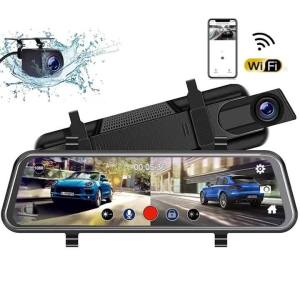 10-Inch Touch Screen Car Mirror Dash Cam - Front and Rear Camera DVR Video Recorder with Black Box Function Car Accessories