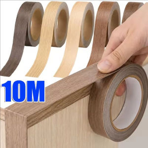 10m Furniture Self-adhesive Edge Banding Tape Wood Grain Sticker for Cabinets Seams Door Frames Wall Repair Home Decor