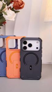 Luxury Fold Stand Holder For Magsafe Armor Phone Case for iPhone 17 16 Plus Pro Max Plus Magnetic Shockproof Bumper Matte Cover