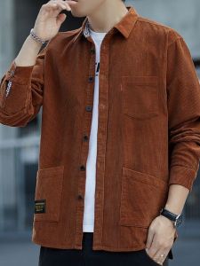 Corduroy Long Sleeve Shirt Mens Spring Autumn New Fashion Loose Casual Handsome Japanese Style Vintage Top Coat