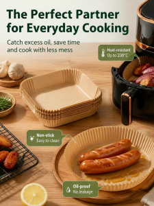 Air Fryer Paper 20cm and Square and Round Disposable Baking Paper Round Parchment Paper Liners Non-Stick Steamer