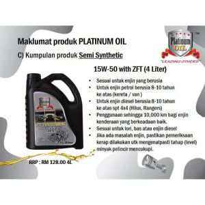 Platinum Oil- Fully Synthetic/ Synthetic /Semi (4Liter) Engine Oil Minyak Hitam Kereta Original - FREE SHIPPING