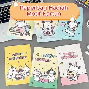 Paperbag Gift Bag Kantong Kertas Souvenir Hadiah Snack Tanpa Tali Tahan Minyak Motif Kartun Packaging Kado Ulang Tahun