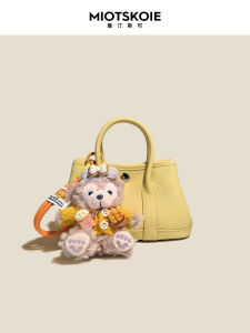 Top Layer Cowhide Mini Garden Bag Womens Genuine Leather Yellow Commuter Tote Bag Small Full Leather Handbag Single Shoulder Crossbody Bag