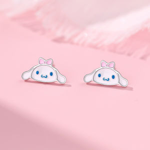 S999 Pure Silver Cinnamoroll Babycinnamoroll Stud Earrings Girl Cute Sweet Cartoon Funny Earrings Sterling Silver Ear-Caring Kids Ear Rings