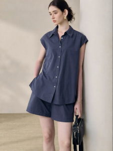 Roey s house | Bộ Áo Cotton Xanh Dành Cho Phụ Nữ Phong Cách Công Sở