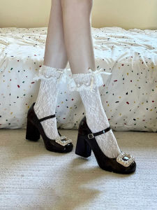 French Style Mary Jane High Heels with Water Proof Platform And Square Buckle for Women Casual Fashion Single Shoes